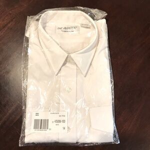 Size 14 Van Heusen short sleeve white female aviator pilot shirt NWT
